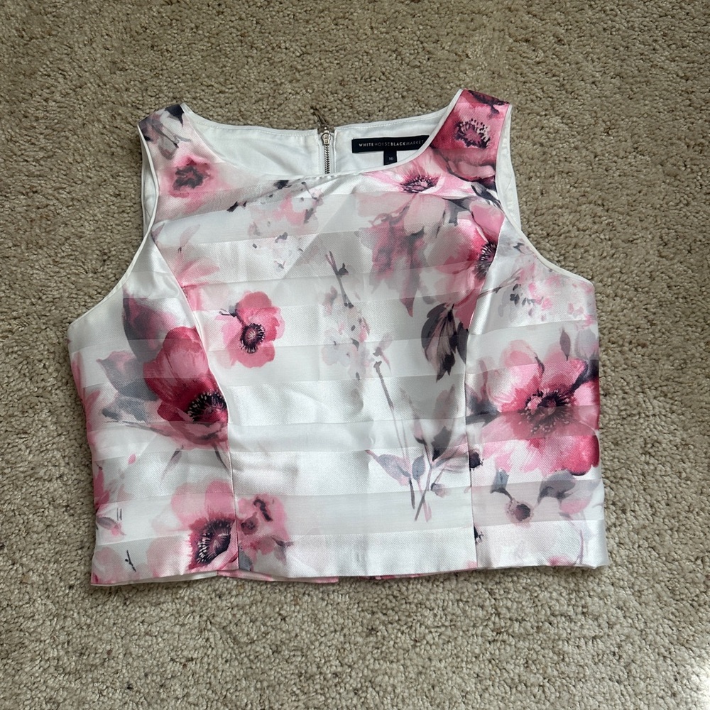 NWOT White House Black Market Flora Print Bodice Top size 10 (206)